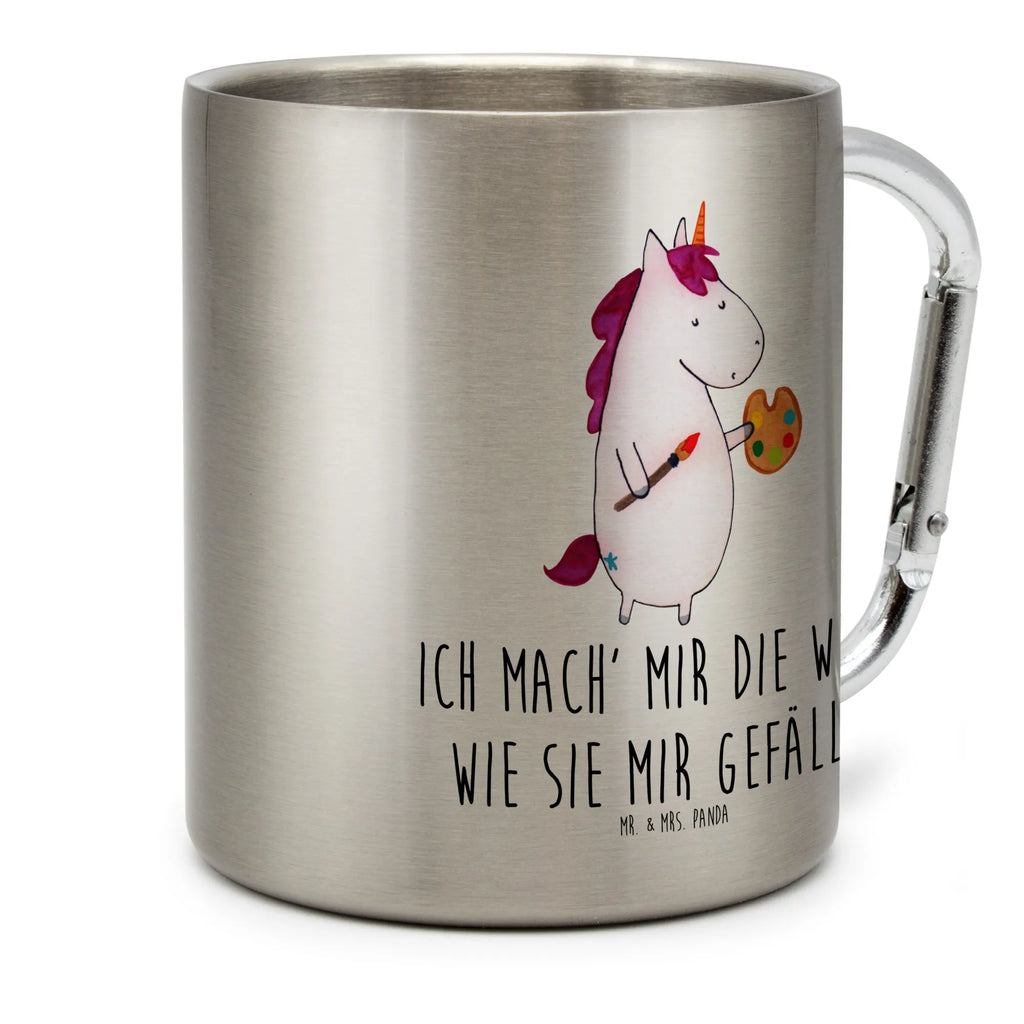 Edelstahlbecher Einhorn Künstler Edelstahltasse, Karabiner, Edelstahlbecher, Outdoor, Camping, Tasse, Becher, Einhorn, Einhörner, Einhorn Deko, Pegasus, Unicorn, Englisch, Künstler, Artist, Malen, Zeichnen, Welt, Farbe, Stift, Pinsel, Geschenk, Maler