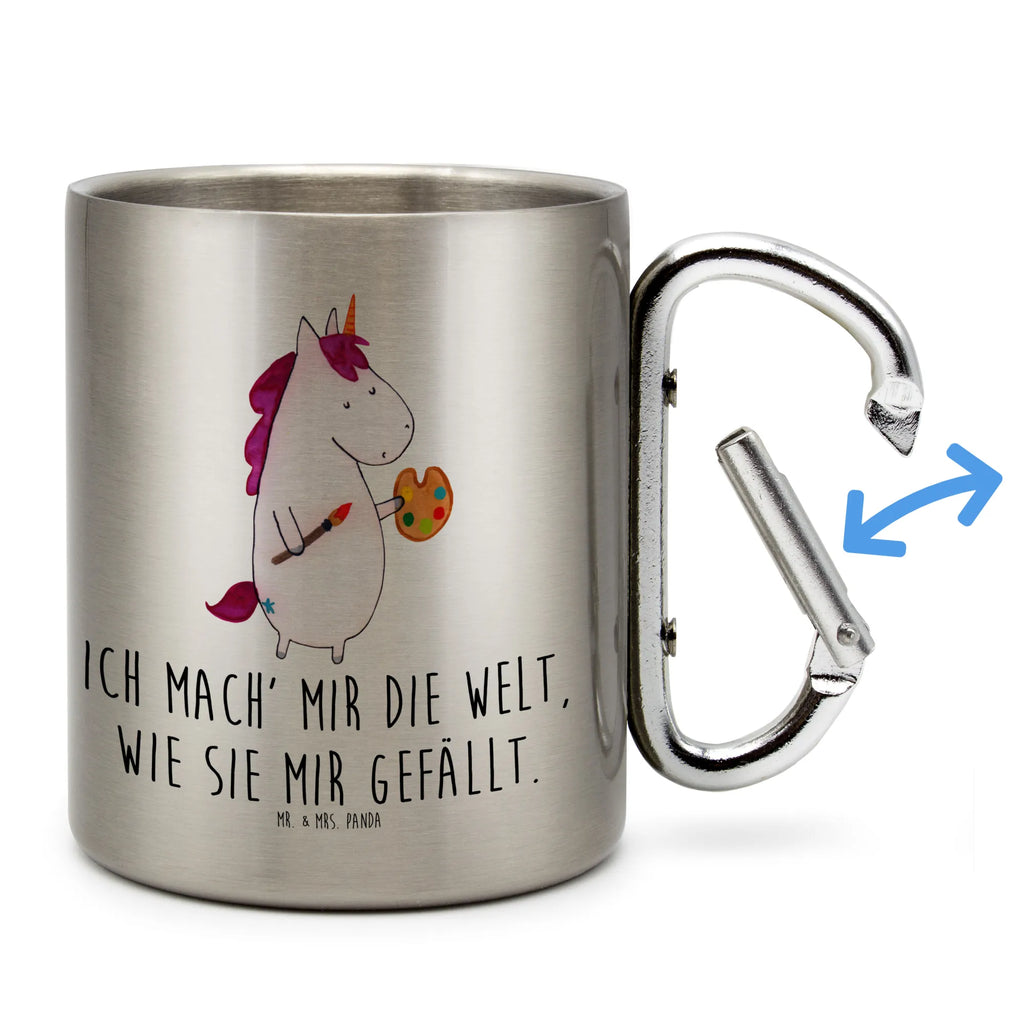 Edelstahlbecher Einhorn Künstler Edelstahltasse, Karabiner, Edelstahlbecher, Outdoor, Camping, Tasse, Becher, Einhorn, Einhörner, Einhorn Deko, Pegasus, Unicorn, Englisch, Künstler, Artist, Malen, Zeichnen, Welt, Farbe, Stift, Pinsel, Geschenk, Maler