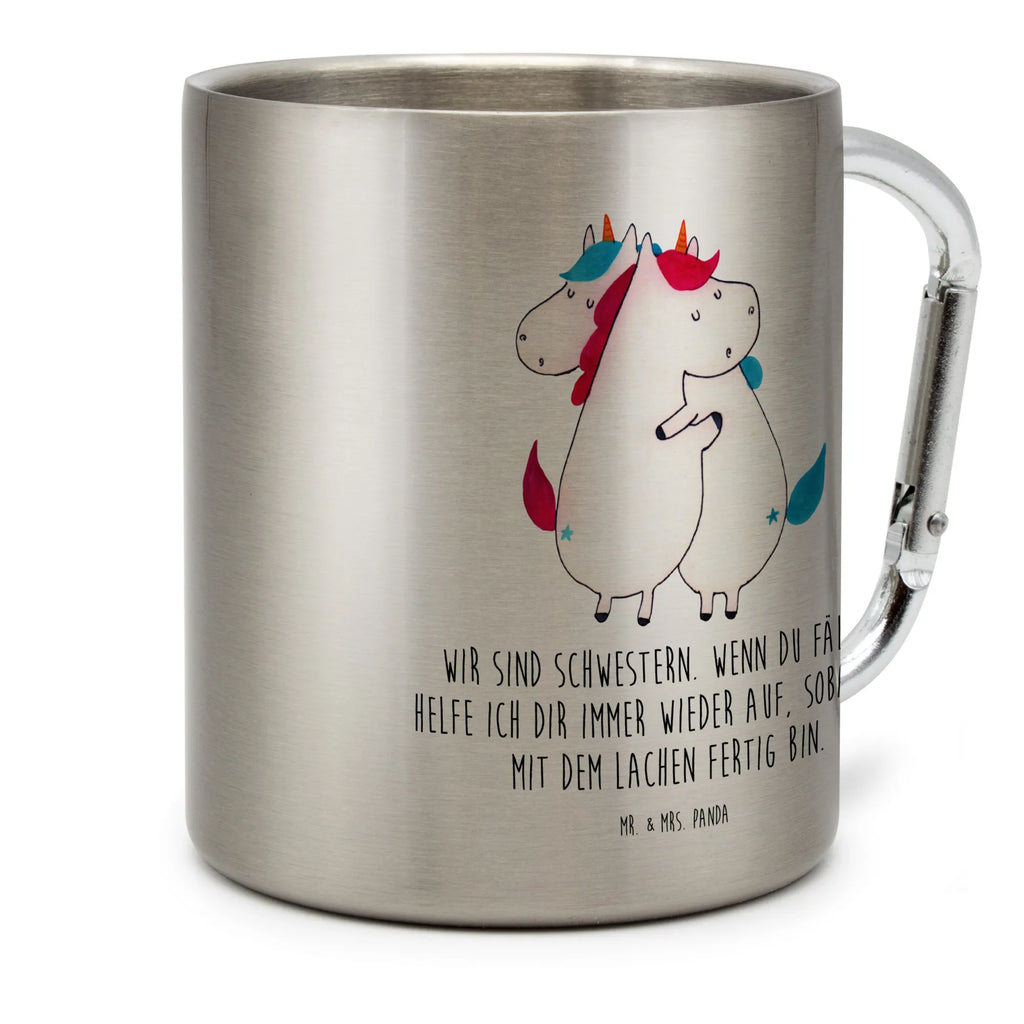 Edelstahlbecher Einhörner Umarmen Edelstahltasse, Karabiner, Edelstahlbecher, Outdoor, Camping, Tasse, Becher, Einhorn, Einhörner, Einhorn Deko, Pegasus, Unicorn, Freundinnen, Freundin, BFF, Schwester, Schwestern, Familie, Geschwister, Sister, Liebe