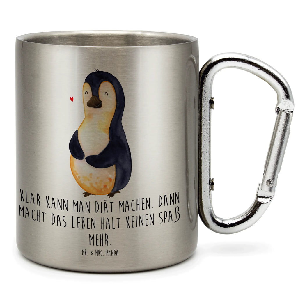 Edelstahlbecher Pinguin Diät Edelstahltasse, Karabiner, Edelstahlbecher, Outdoor, Camping, Tasse, Becher, Pinguin, Pinguine, Diät, Abnehmen, Abspecken, Gewicht, Motivation, Selbstliebe, Körperliebe, Selbstrespekt