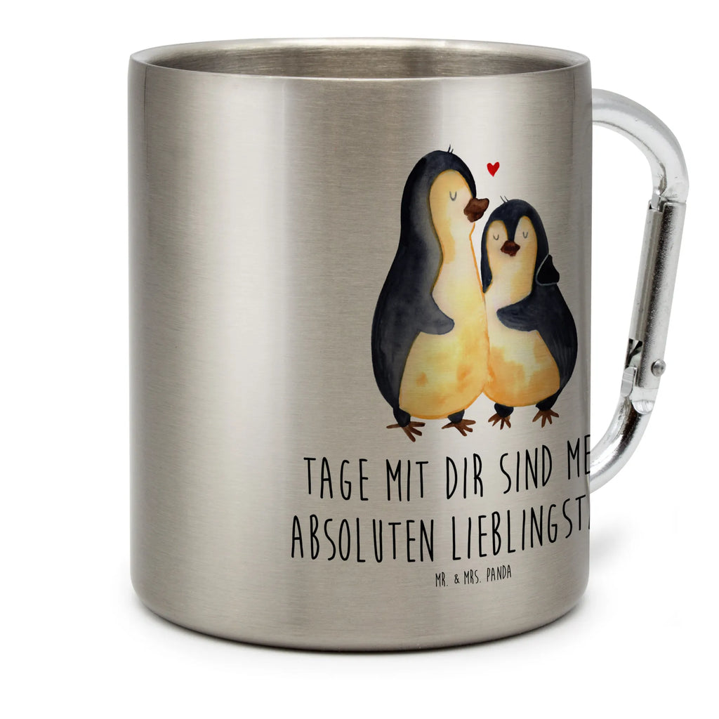 Edelstahlbecher Pinguin umarmend Edelstahltasse, Karabiner, Edelstahlbecher, Outdoor, Camping, Tasse, Becher, Pinguin, Liebe, Liebespaar, Liebesbeweis, Liebesgeschenk, Verlobung, Jahrestag, Hochzeitstag, Hochzeit, Hochzeitsgeschenk