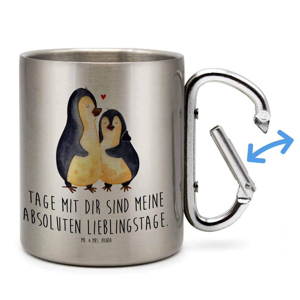 Edelstahlbecher Pinguin umarmend Edelstahltasse, Karabiner, Edelstahlbecher, Outdoor, Camping, Tasse, Becher, Pinguin, Liebe, Liebespaar, Liebesbeweis, Liebesgeschenk, Verlobung, Jahrestag, Hochzeitstag, Hochzeit, Hochzeitsgeschenk