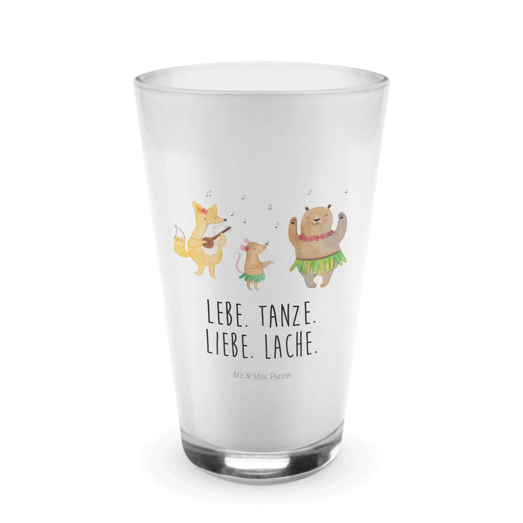 Glas Waldtiere Aloha Cappuccino Glas, Glas, Cappuccino Tasse, Latte Macchiato, Tiermotive, Gute Laune, lustige Sprüche, Tiere, Wald, Waldtiere, Musik, Aloha, Bär, Hase, Igel, Tanzen, Leben, Lachen