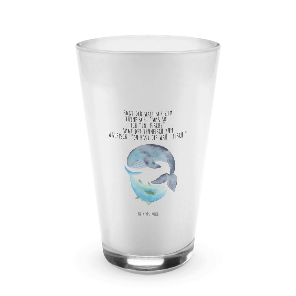 Glas Walfisch & Thunfisch Cappuccino Glas, Glas, Cappuccino Tasse, Latte Macchiato, Tiermotive, Gute Laune, lustige Sprüche, Tiere, Wal, Wahl, Tunfisch, Wortwitz lustig, Spruch lustig, Flachwitz, Witz, Spruch des Tages, Flachwitz Geschenk