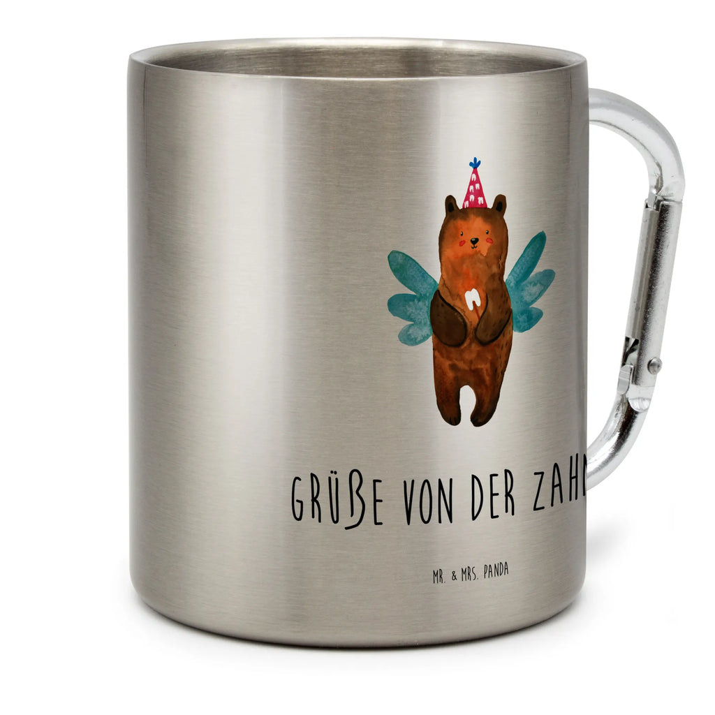 Edelstahlbecher Zahnfee Bär Edelstahltasse, Karabiner, Edelstahlbecher, Outdoor, Camping, Tasse, Becher, Bär, Teddy, Teddybär, Zahnfee, Fee, Milchzahn, Erster Zahn