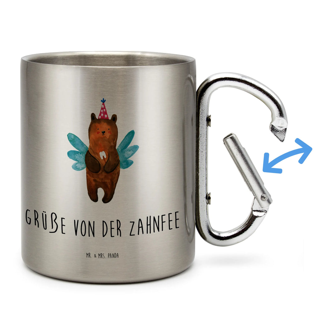 Edelstahlbecher Zahnfee Bär Edelstahltasse, Karabiner, Edelstahlbecher, Outdoor, Camping, Tasse, Becher, Bär, Teddy, Teddybär, Zahnfee, Fee, Milchzahn, Erster Zahn