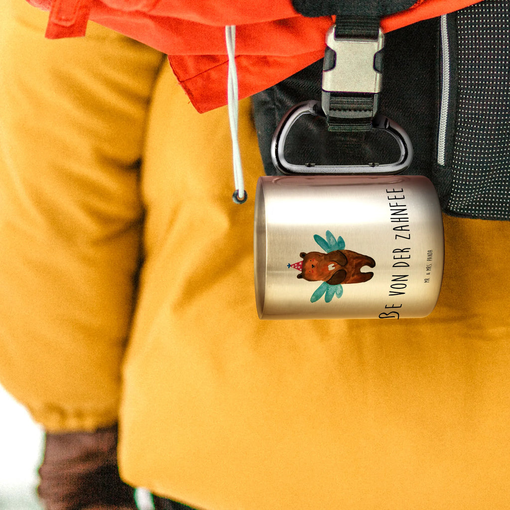 Edelstahlbecher Zahnfee Bär Edelstahltasse, Karabiner, Edelstahlbecher, Outdoor, Camping, Tasse, Becher, Bär, Teddy, Teddybär, Zahnfee, Fee, Milchzahn, Erster Zahn