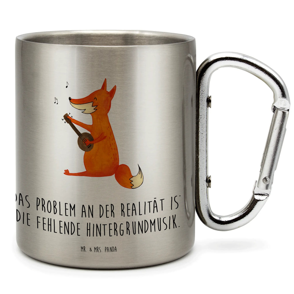 Edelstahlbecher Fuchs Gitarre Edelstahltasse, Karabiner, Edelstahlbecher, Outdoor, Camping, Tasse, Becher, Fuchs, Füchse, Geschenk Musiker, Musik Spruch, Musikerin, Sänger, Sängerin, Gitarre