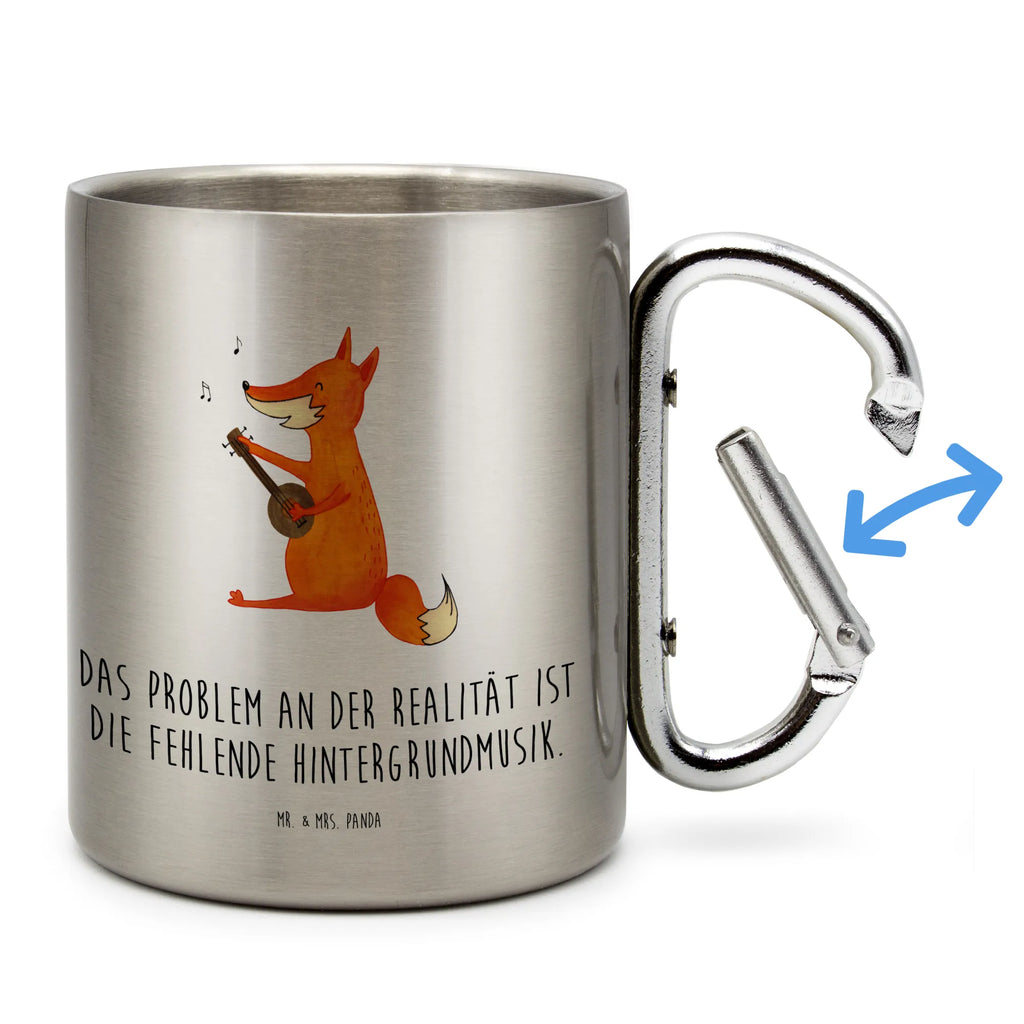 Edelstahlbecher Fuchs Gitarre Edelstahltasse, Karabiner, Edelstahlbecher, Outdoor, Camping, Tasse, Becher, Fuchs, Füchse, Geschenk Musiker, Musik Spruch, Musikerin, Sänger, Sängerin, Gitarre