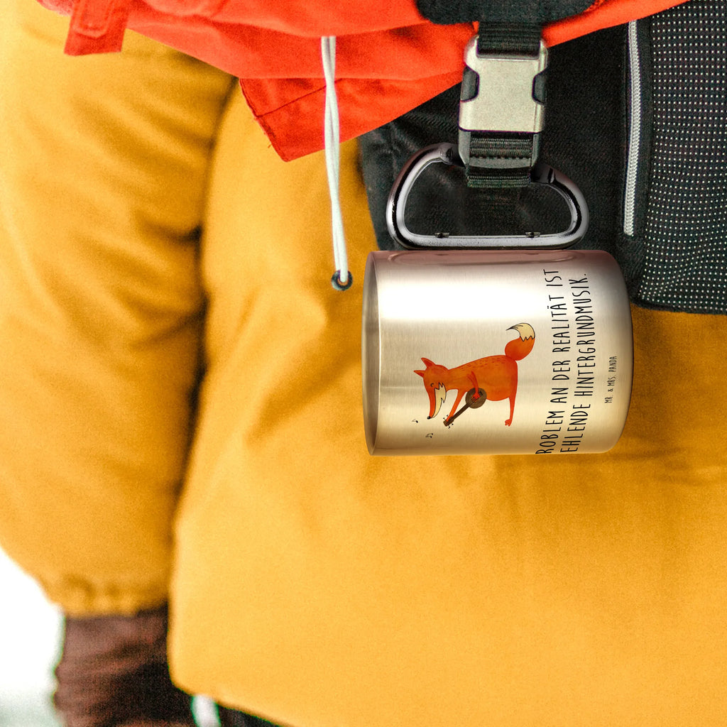 Edelstahlbecher Fuchs Gitarre Edelstahltasse, Karabiner, Edelstahlbecher, Outdoor, Camping, Tasse, Becher, Fuchs, Füchse, Geschenk Musiker, Musik Spruch, Musikerin, Sänger, Sängerin, Gitarre