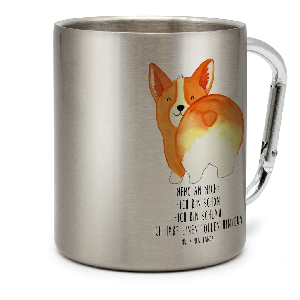 Edelstahlbecher Corgie Po Edelstahltasse, Karabiner, Edelstahlbecher, Outdoor, Camping, Tasse, Becher, Hund, Hundemotiv, Haustier, Hunderasse, Tierliebhaber, Hundebesitzer, Sprüche, Corgie, Hundeliebe, Motivation, Selbstliebe, Spruch