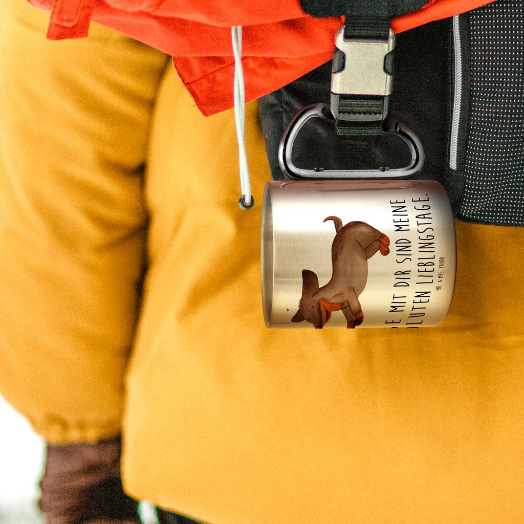 Edelstahlbecher Hund Dackel fröhlich Edelstahltasse, Karabiner, Edelstahlbecher, Outdoor, Camping, Tasse, Becher, Hund, Hundemotiv, Haustier, Hunderasse, Tierliebhaber, Hundebesitzer, Sprüche, Hunde, Dackel, Dachshund, happy dog