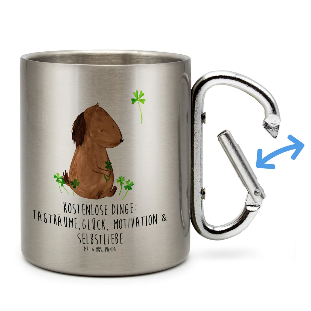 Edelstahlbecher Hund Kleeblatt Edelstahltasse, Karabiner, Edelstahlbecher, Outdoor, Camping, Tasse, Becher, Hund, Hundemotiv, Haustier, Hunderasse, Tierliebhaber, Hundebesitzer, Sprüche, Kleeblatt, Glück, Tagträume, Motivation, Neuanfang, Geschenk, Glücksbringer, Selbstliebe, Achtsamkeit