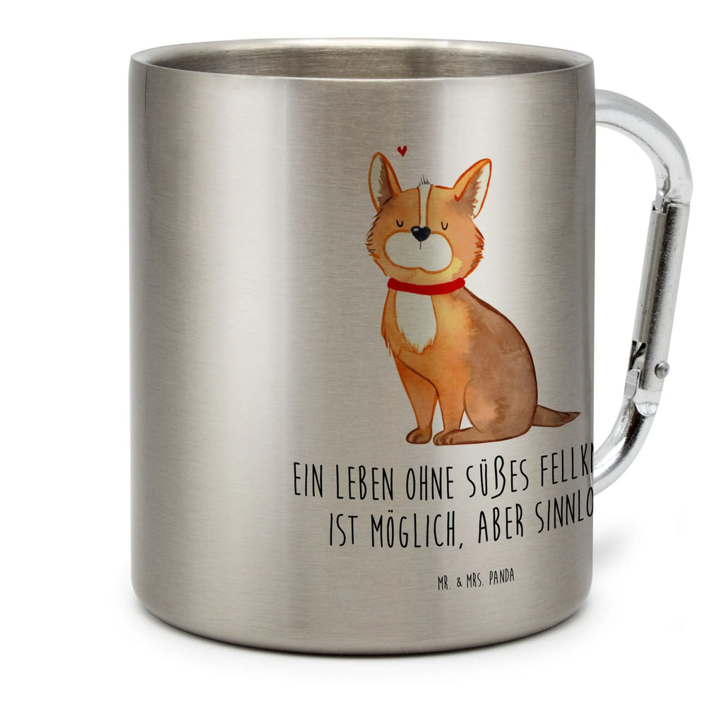 Edelstahlbecher Hundeglück Edelstahltasse, Karabiner, Edelstahlbecher, Outdoor, Camping, Tasse, Becher, Hund, Hundemotiv, Haustier, Hunderasse, Tierliebhaber, Hundebesitzer, Sprüche, Corgie, Hundeliebe, Spruch, Hundemama, Liebe