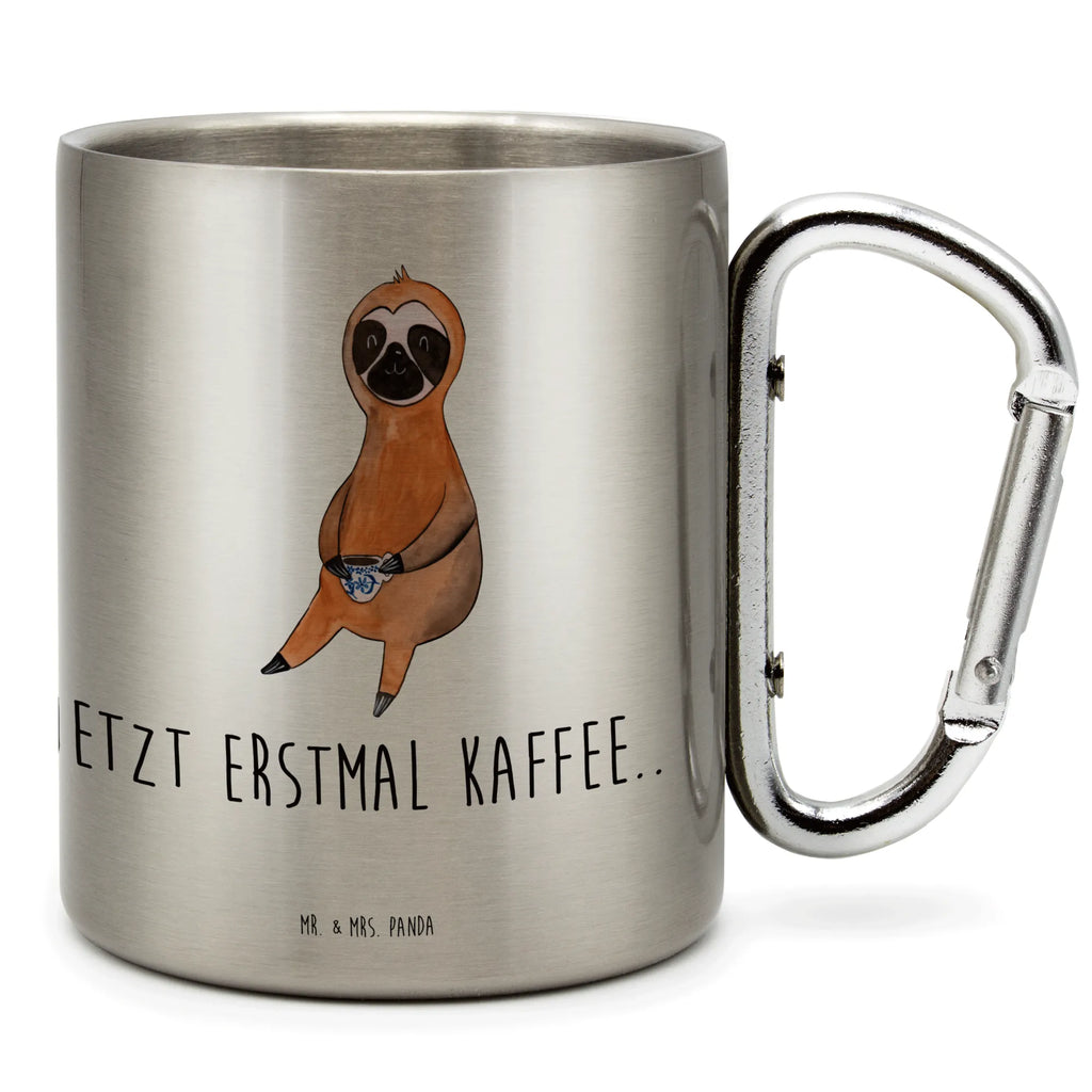 Edelstahlbecher Faultier Kaffee Edelstahltasse, Karabiner, Edelstahlbecher, Outdoor, Camping, Tasse, Becher, Faultier, Faultier Geschenk, Faultier Deko, Faultiere, faul, Lieblingstier, Kaffee, erster Kaffee, Morgenmuffel, Frühaufsteher, Kaffeetasse, Genießer, Coffee, Kaffeegetränk