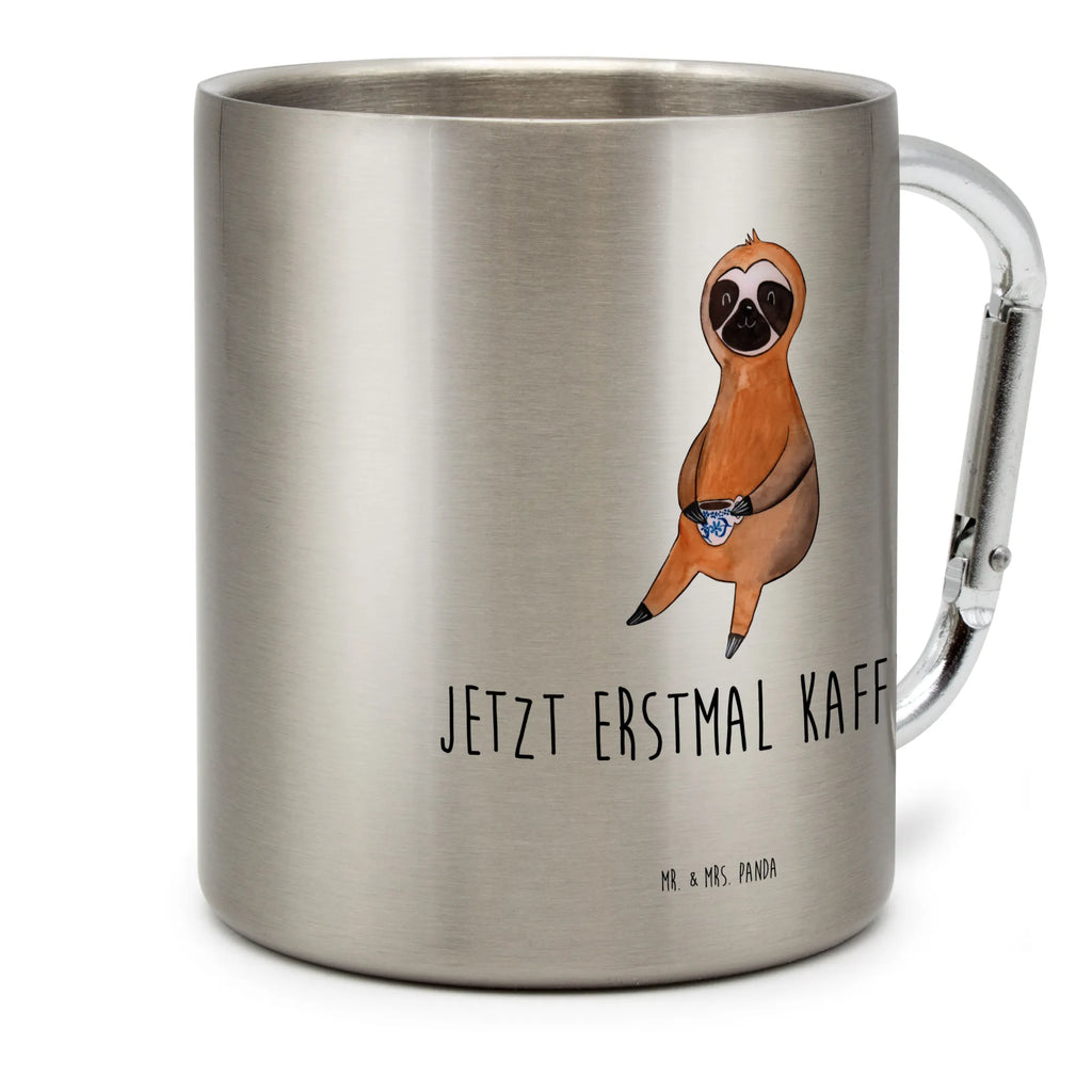 Edelstahlbecher Faultier Kaffee Edelstahltasse, Karabiner, Edelstahlbecher, Outdoor, Camping, Tasse, Becher, Faultier, Faultier Geschenk, Faultier Deko, Faultiere, faul, Lieblingstier, Kaffee, erster Kaffee, Morgenmuffel, Frühaufsteher, Kaffeetasse, Genießer, Coffee, Kaffeegetränk