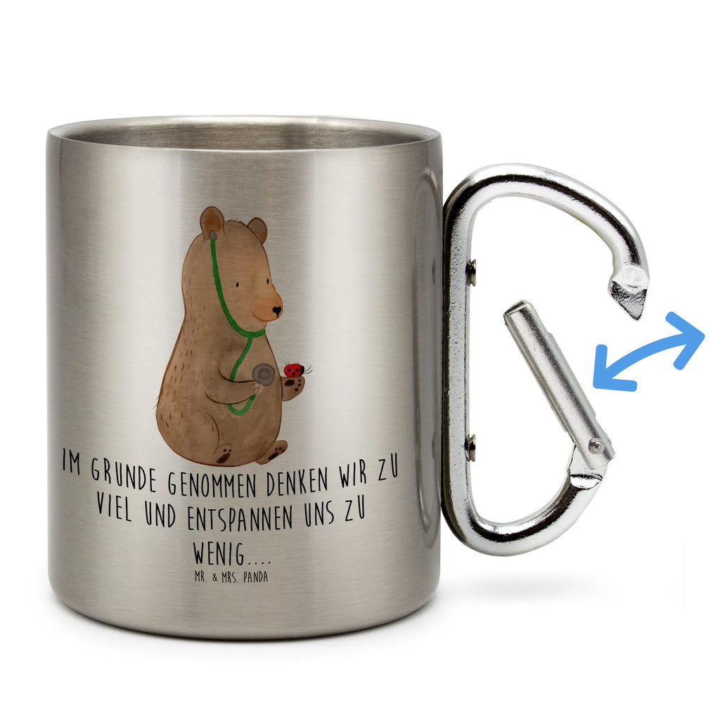 Edelstahlbecher Bär Arzt Edelstahltasse, Karabiner, Edelstahlbecher, Outdoor, Camping, Tasse, Becher, Bär, Teddy, Teddybär, Arzt, Ärztin, Doktor, Professor, Doktorin, Professorin