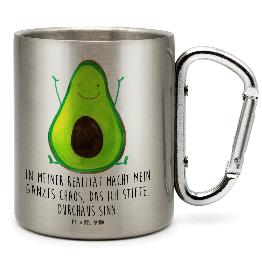 Edelstahlbecher Avocado Happy Edelstahltasse, Karabiner, Edelstahlbecher, Outdoor, Camping, Tasse, Becher, Avocado, Veggie, Vegan, Gesund, Chaos