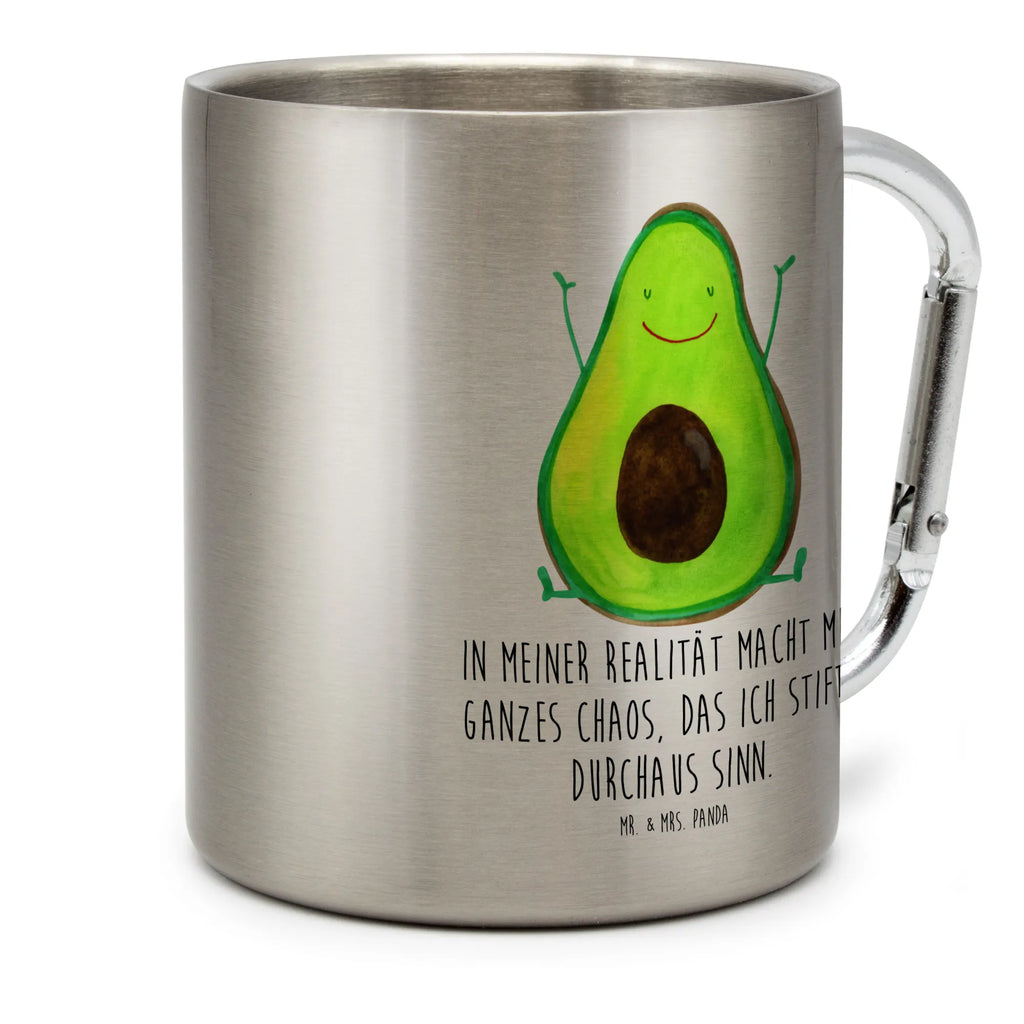 Edelstahlbecher Avocado Happy Edelstahltasse, Karabiner, Edelstahlbecher, Outdoor, Camping, Tasse, Becher, Avocado, Veggie, Vegan, Gesund, Chaos