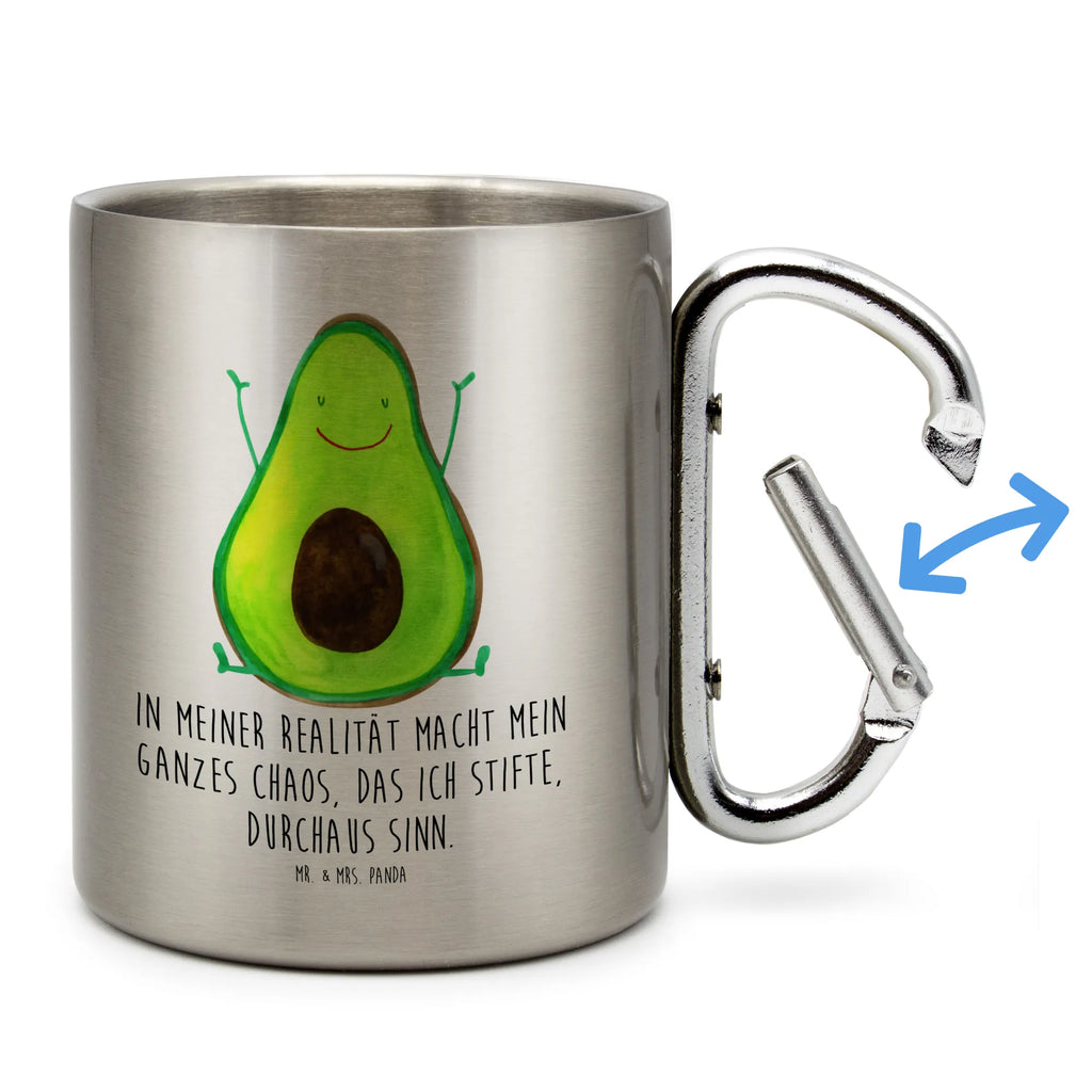 Edelstahlbecher Avocado Happy Edelstahltasse, Karabiner, Edelstahlbecher, Outdoor, Camping, Tasse, Becher, Avocado, Veggie, Vegan, Gesund, Chaos