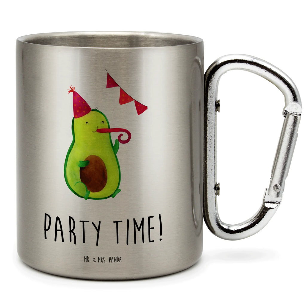 Edelstahlbecher Avocado Party Time Edelstahltasse, Karabiner, Edelstahlbecher, Outdoor, Camping, Tasse, Becher, Avocado, Veggie, Vegan, Gesund