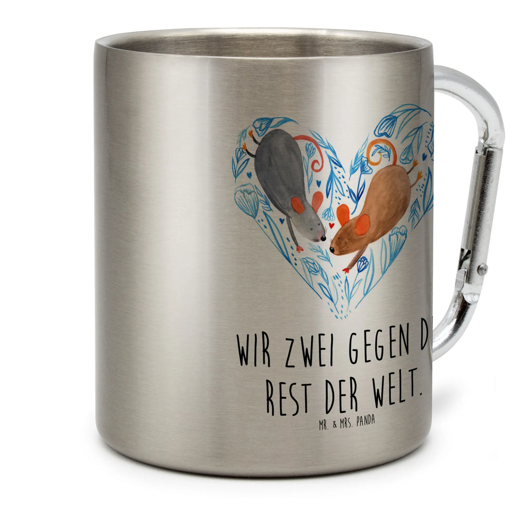 Edelstahlbecher Mäuse Herz Edelstahltasse, Karabiner, Edelstahlbecher, Outdoor, Camping, Tasse, Becher, Liebe, Partner, Freund, Freundin, Ehemann, Ehefrau, Heiraten, Verlobung, Heiratsantrag, Liebesgeschenk, Jahrestag, Hocheitstag, Maus, Mäuse, Liebesbotschaft, Liebesbeweis, Hochzeit, Lieblingsmensch, Gemeinsamkeit, Love, Geschenk für zwei