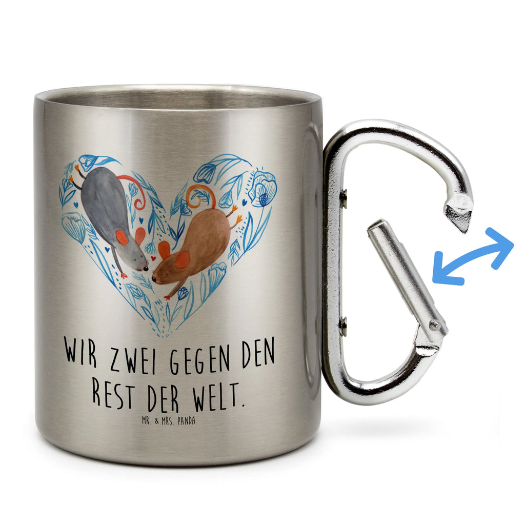 Edelstahlbecher Mäuse Herz Edelstahltasse, Karabiner, Edelstahlbecher, Outdoor, Camping, Tasse, Becher, Liebe, Partner, Freund, Freundin, Ehemann, Ehefrau, Heiraten, Verlobung, Heiratsantrag, Liebesgeschenk, Jahrestag, Hocheitstag, Maus, Mäuse, Liebesbotschaft, Liebesbeweis, Hochzeit, Lieblingsmensch, Gemeinsamkeit, Love, Geschenk für zwei