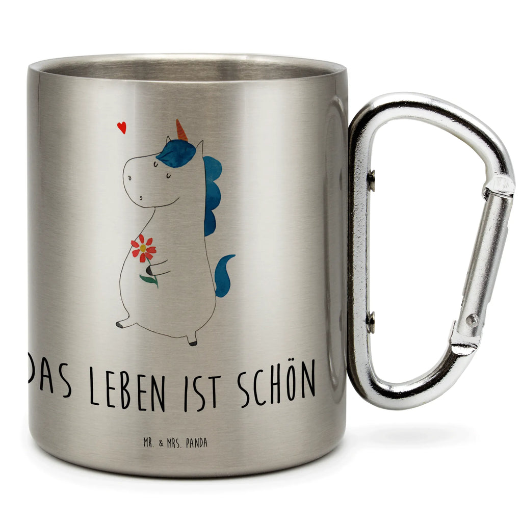 Edelstahlbecher Einhorn Spaziergang Edelstahltasse, Karabiner, Edelstahlbecher, Outdoor, Camping, Tasse, Becher, Einhorn, Einhörner, Einhorn Deko, Pegasus, Unicorn, Glitzer, Blumen, Spaziergang, Motivation, Gute Laune, Freude, Freundin, Mutter, Schwester