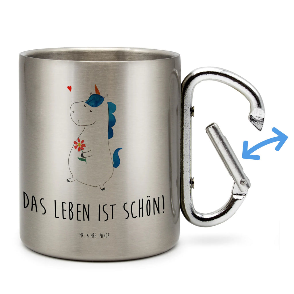 Edelstahlbecher Einhorn Spaziergang Edelstahltasse, Karabiner, Edelstahlbecher, Outdoor, Camping, Tasse, Becher, Einhorn, Einhörner, Einhorn Deko, Pegasus, Unicorn, Glitzer, Blumen, Spaziergang, Motivation, Gute Laune, Freude, Freundin, Mutter, Schwester