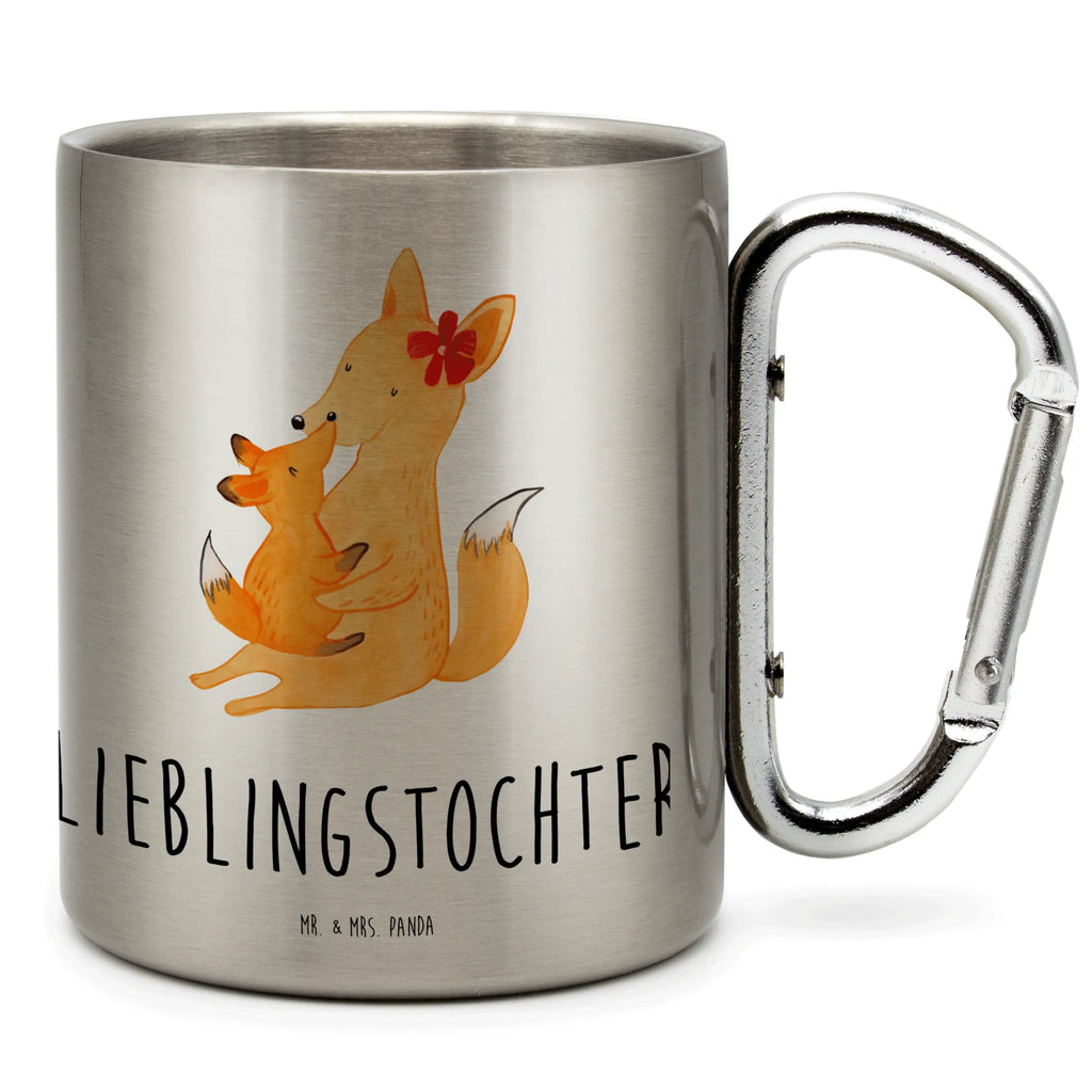 Edelstahlbecher Fuchs Mama & Kind Edelstahltasse, Karabiner, Edelstahlbecher, Outdoor, Camping, Tasse, Becher, Familie, Vatertag, Muttertag, Bruder, Schwester, Mama, Papa, Oma, Opa, Mutter, Tochter, Lieblingstochter, Beste Tochter, Geschenk