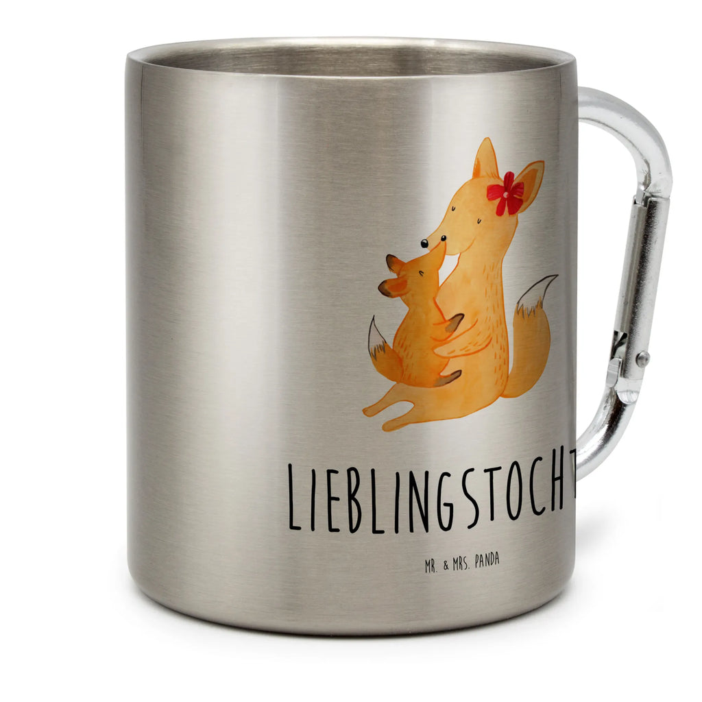 Edelstahlbecher Fuchs Mama & Kind Edelstahltasse, Karabiner, Edelstahlbecher, Outdoor, Camping, Tasse, Becher, Familie, Vatertag, Muttertag, Bruder, Schwester, Mama, Papa, Oma, Opa, Mutter, Tochter, Lieblingstochter, Beste Tochter, Geschenk