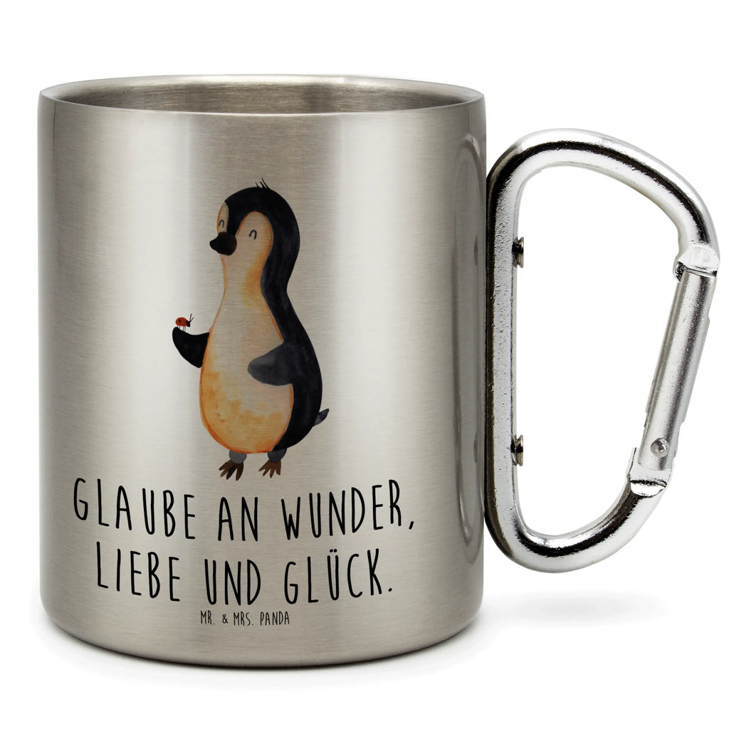 Edelstahlbecher Pinguin Marienkäfer Edelstahltasse, Karabiner, Edelstahlbecher, Outdoor, Camping, Tasse, Becher, Pinguin, Pinguine, Marienkäfer, Liebe, Wunder, Glück, Freude, Lebensfreude