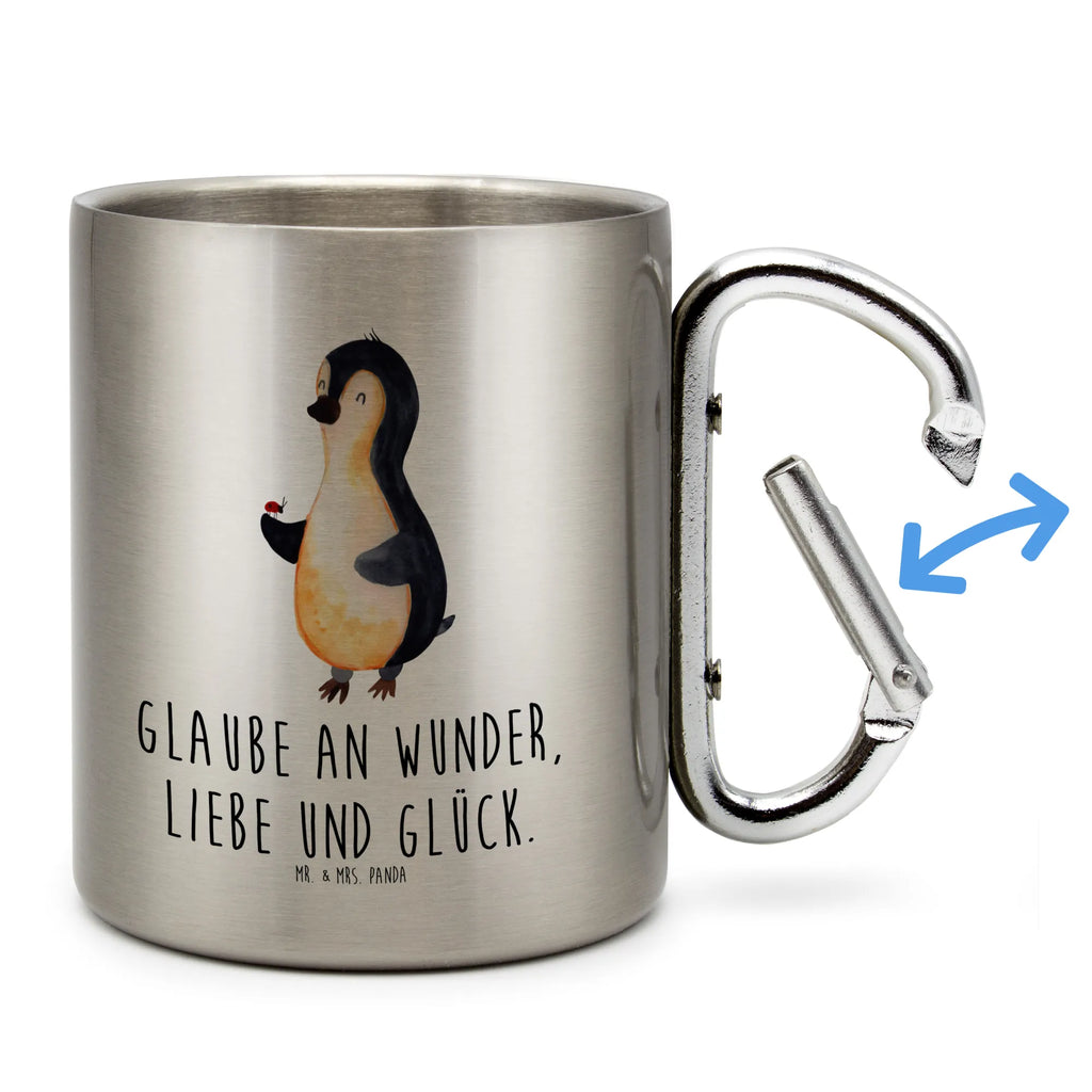 Edelstahlbecher Pinguin Marienkäfer Edelstahltasse, Karabiner, Edelstahlbecher, Outdoor, Camping, Tasse, Becher, Pinguin, Pinguine, Marienkäfer, Liebe, Wunder, Glück, Freude, Lebensfreude