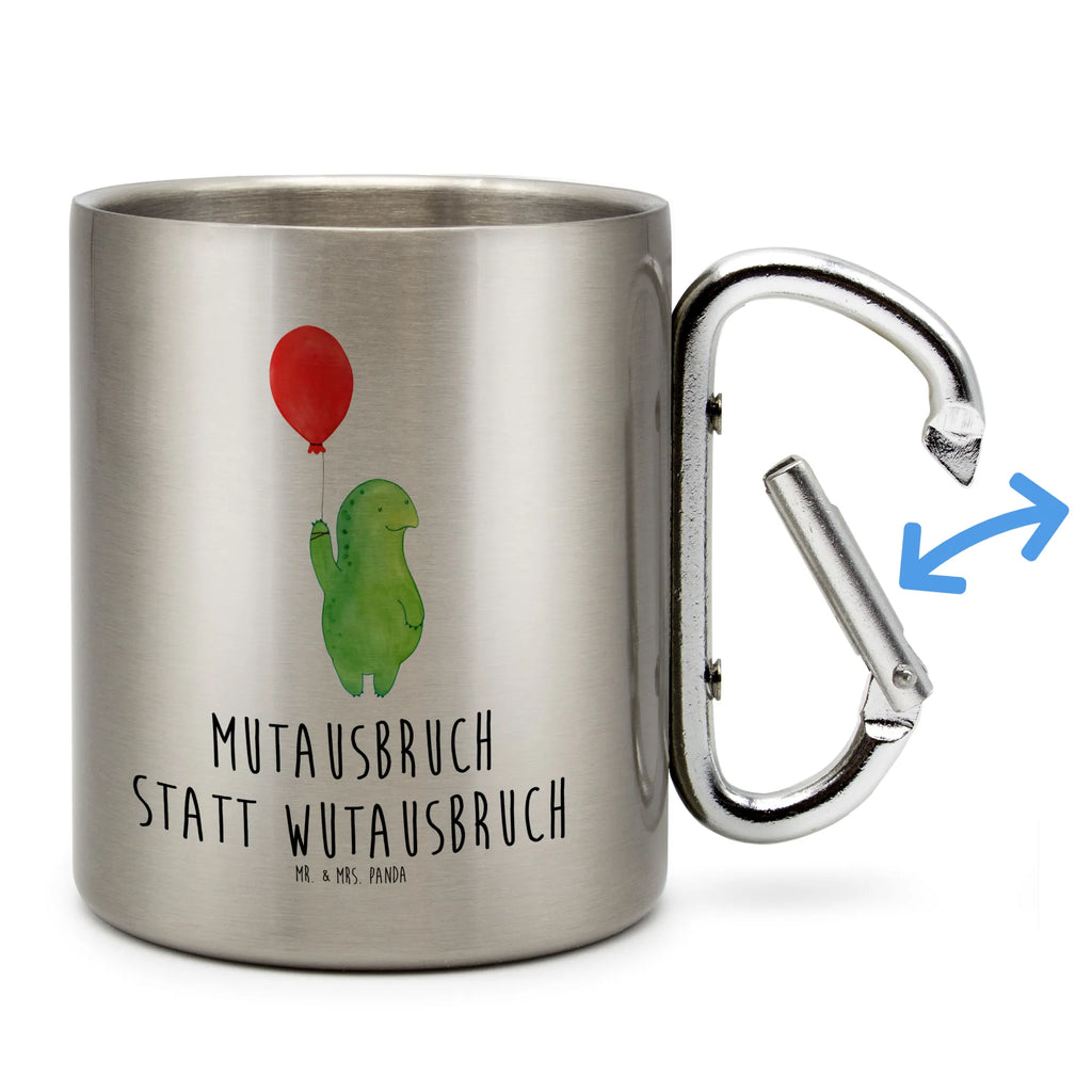 Edelstahlbecher Schildkröte Luftballon Edelstahltasse, Karabiner, Edelstahlbecher, Outdoor, Camping, Tasse, Becher, Schildkröte, Schildkröten, Mutausbruch, Motivation, Motivationsspruch