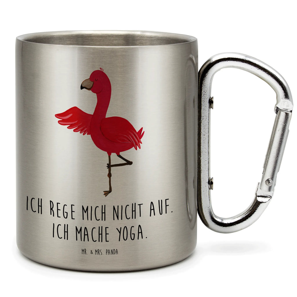 Edelstahlbecher Flamingo Yoga Edelstahltasse, Karabiner, Edelstahlbecher, Outdoor, Camping, Tasse, Becher, Flamingo, Vogel, Yoga, Namaste, Achtsamkeit, Yoga-Übung, Entspannung, Ärger, Aufregen, Tiefenentspannung