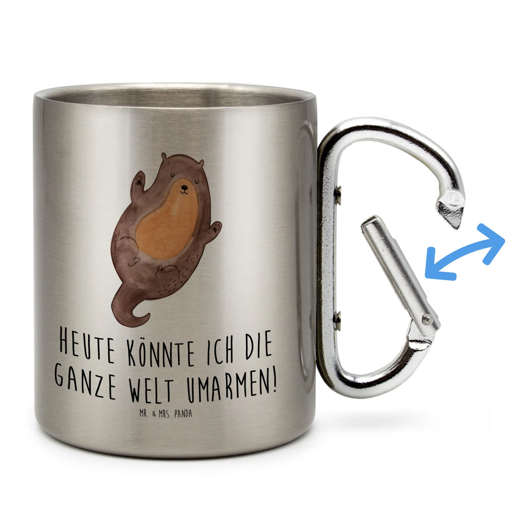 Edelstahlbecher Otter Umarmen Edelstahltasse, Karabiner, Edelstahlbecher, Outdoor, Camping, Tasse, Becher, Otter, Fischotter, Seeotter, Otter Seeotter See Otter