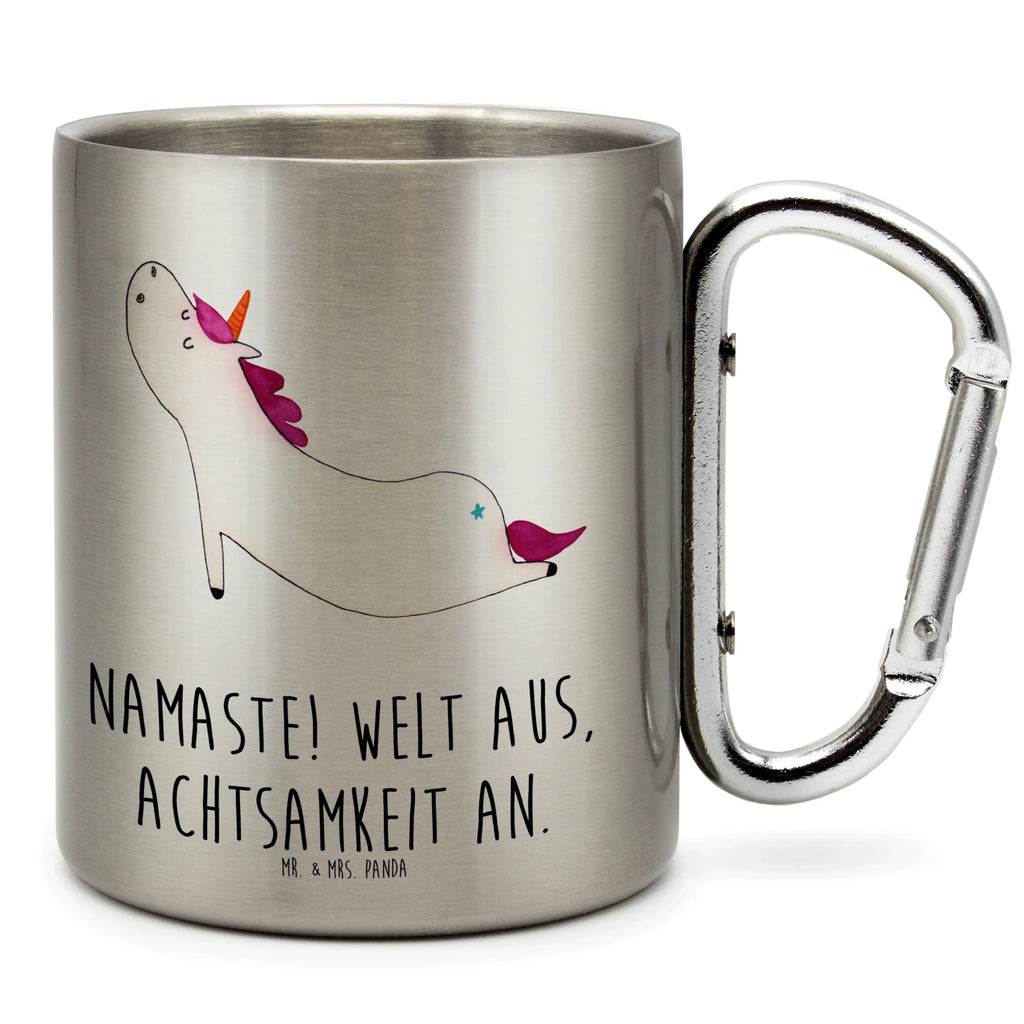 Edelstahlbecher Einhorn Yoga Edelstahltasse, Karabiner, Edelstahlbecher, Outdoor, Camping, Tasse, Becher, Einhorn, Einhörner, Einhorn Deko, Unicorn, Yoga, Namaste, Achtsamkeit, Entspannung, Joga, Yogamatte, Sport, lustig, witzig, süß