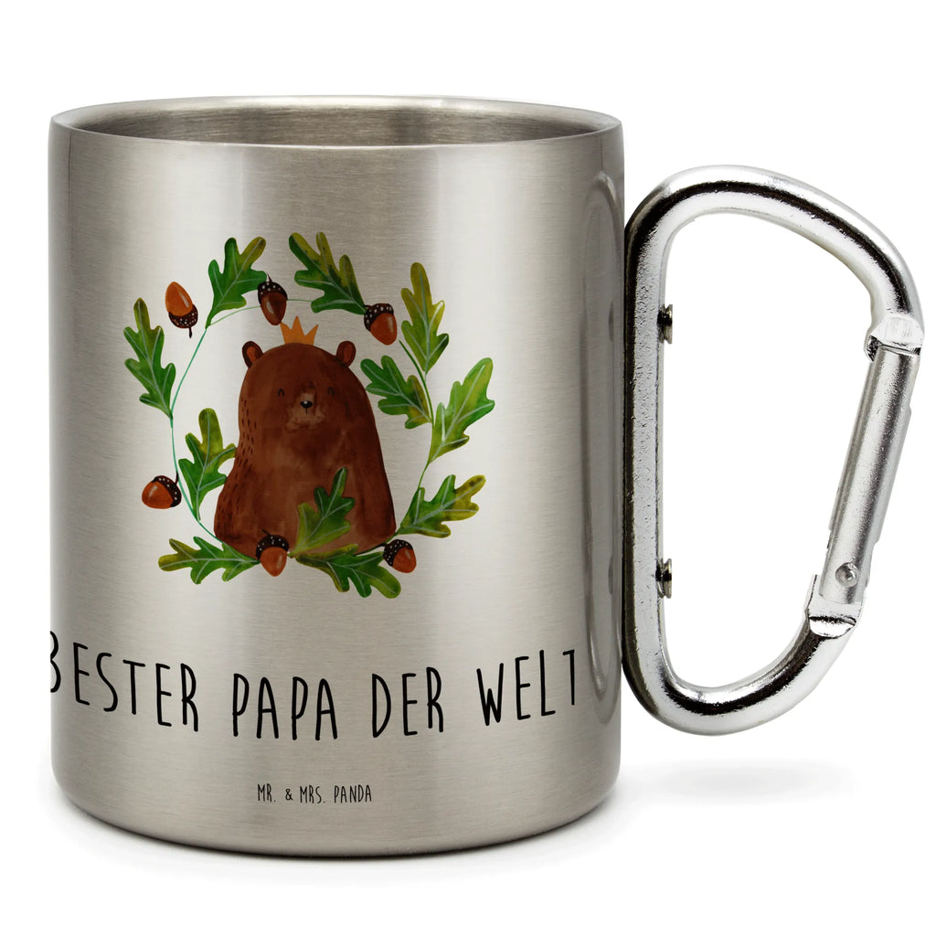 Edelstahlbecher Bär König Edelstahltasse, Karabiner, Edelstahlbecher, Outdoor, Camping, Tasse, Becher, Bär, Teddy, Teddybär, Papa, Papa Bär, bester Vater, bester Papa, weltbester Papa, Vatertag, Vater, Dad, Daddy, Papi