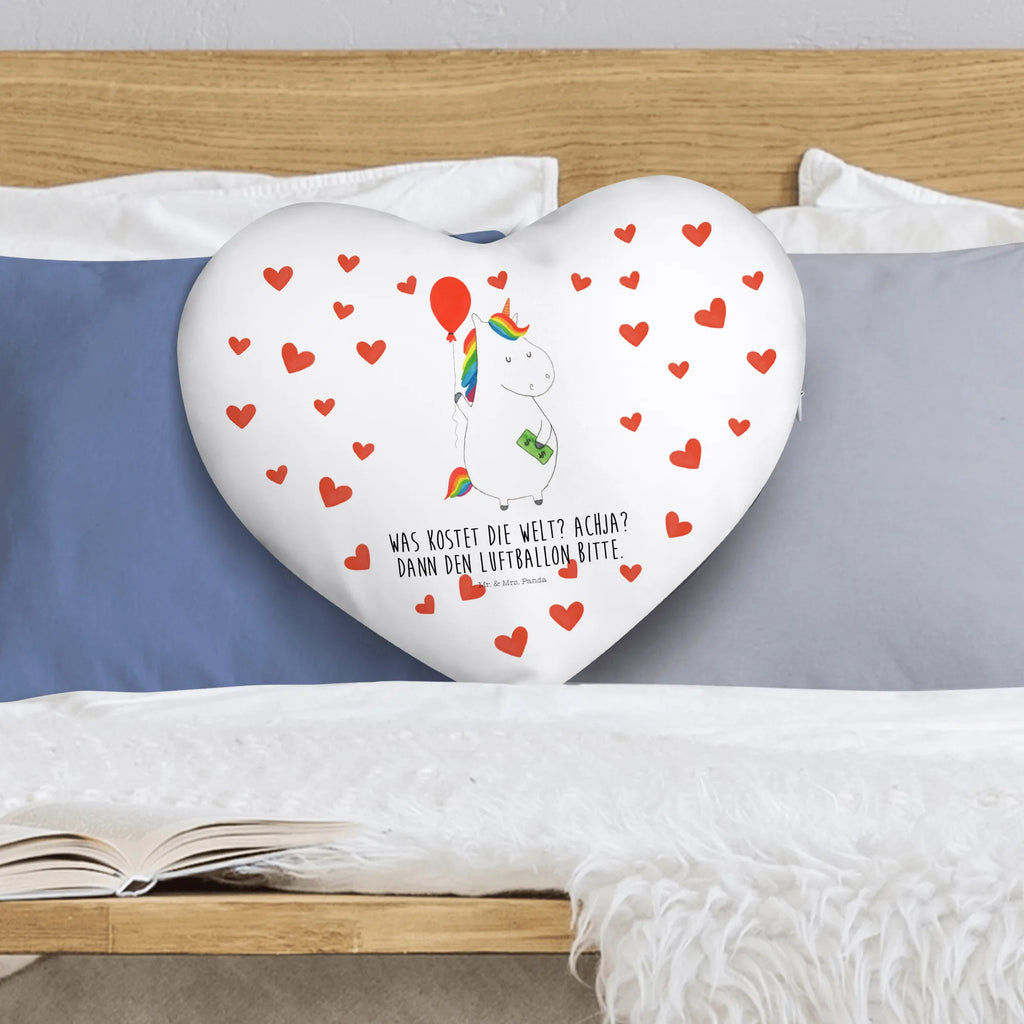 Heart cushion unicorn balloon Kissen, Herzkissen, Herzform, Herz, Dekokissen, Einhorn, Einhörner, Einhorn Deko, Unicorn, Luftballon, Geld, Lebenslust, Freude, Geschenk, Freundin