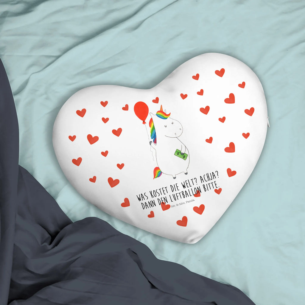 Heart cushion unicorn balloon Kissen, Herzkissen, Herzform, Herz, Dekokissen, Einhorn, Einhörner, Einhorn Deko, Unicorn, Luftballon, Geld, Lebenslust, Freude, Geschenk, Freundin