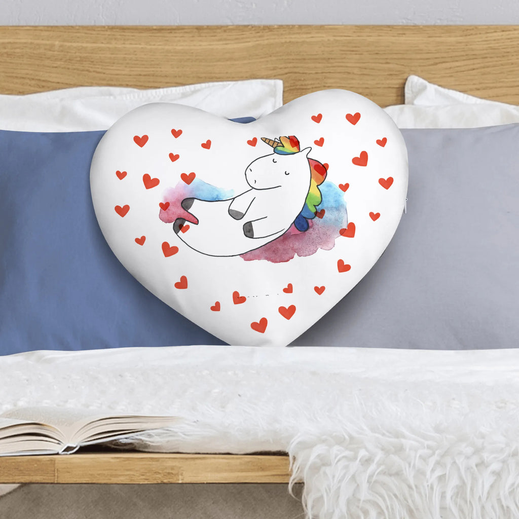 Herzkissen Einhorn Wolke 7 Kissen, Herzkissen, Herzform, Herz, Dekokissen, Einhorn, Einhörner, Einhorn Deko, Pegasus, Unicorn, verliebt, Menschen, witzig, lustig, Geschenk, Glaube, Realität, Lächeln