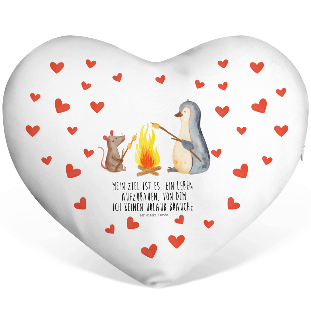 Herzkissen Pinguin Lagerfeuer Kissen, Herzkissen, Herzform, Herz, Dekokissen, Pinguin, Maus, Pinguine, Lagerfeuer, Leben, Arbeit, Job, Motivation, Büro, Büroalltag, Lebensspruch, Lebensmotivation, Neustart, Liebe, grillen, Feuer, Marshmallows