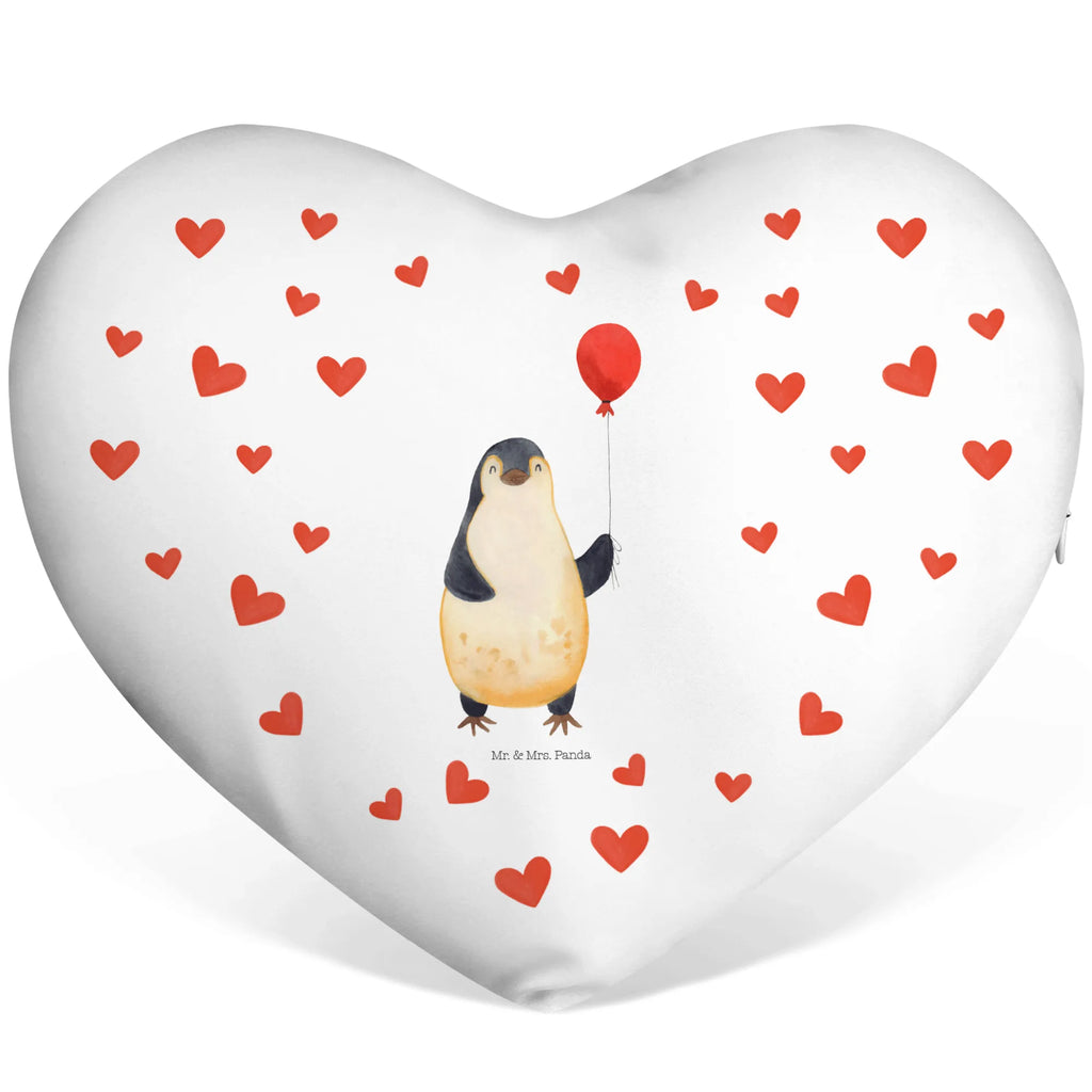 Herzkissen Pinguin Luftballon Kissen, Herzkissen, Herzform, Herz, Dekokissen, Pinguin, Pinguine, Luftballon, Tagträume, Lebenslust, Geschenk Freundin, Geschenkidee, beste Freundin, Motivation, Neustart, neues Leben, Liebe, Glück