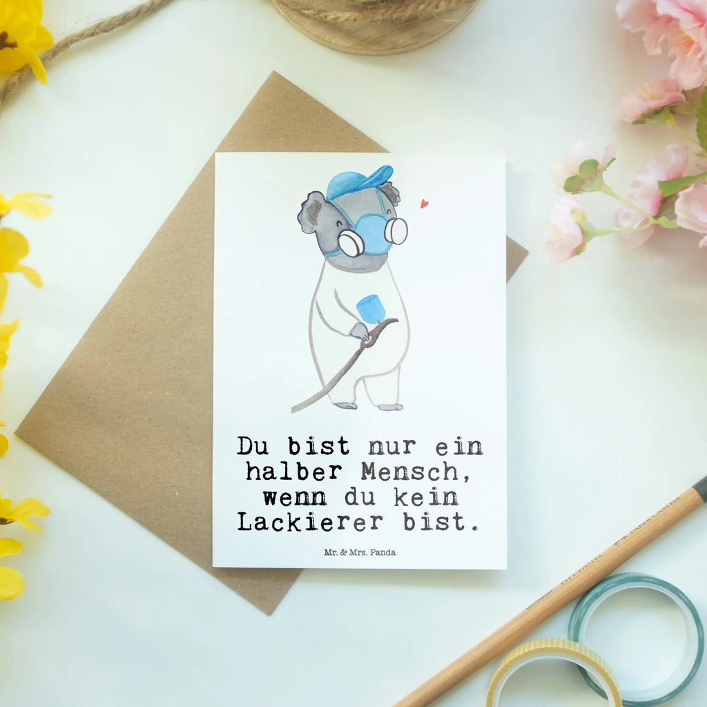 Grußkarte Lackierer mit Herz Grußkarte, Klappkarte, Einladungskarte, Glückwunschkarte, Hochzeitskarte, Geburtstagskarte, Karte, Ansichtskarten, Beruf, Ausbildung, Jubiläum, Abschied, Rente, Kollege, Kollegin, Geschenk, Schenken, Arbeitskollege, Mitarbeiter, Firma, Danke, Dankeschön, Lackierer, Lackierermeister, Werkstatt Lackierer, Gesellenprüfung