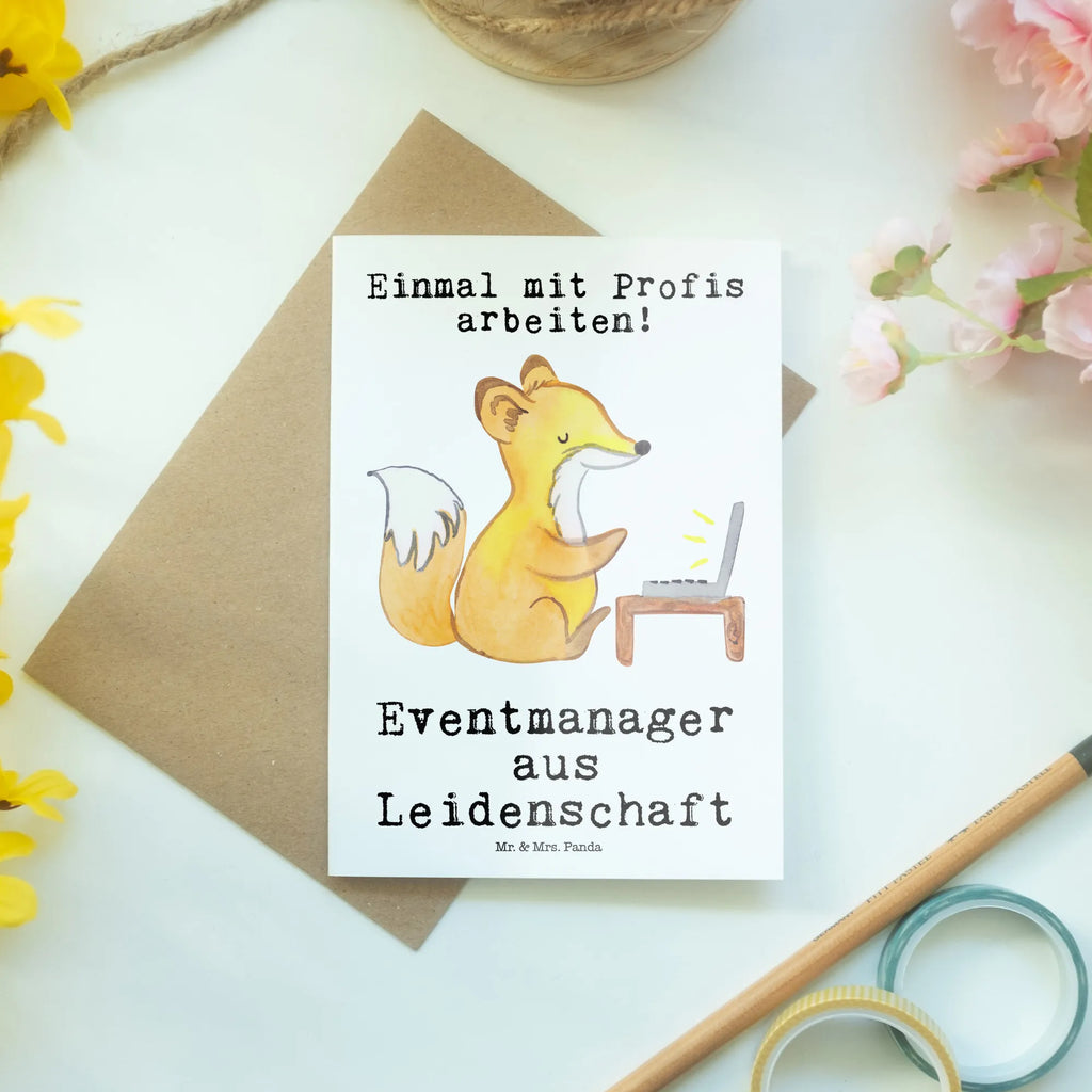 Grußkarte Eventmanager aus Leidenschaft Grußkarte, Klappkarte, Einladungskarte, Glückwunschkarte, Hochzeitskarte, Geburtstagskarte, Karte, Ansichtskarten, Beruf, Ausbildung, Jubiläum, Abschied, Rente, Kollege, Kollegin, Geschenk, Schenken, Arbeitskollege, Mitarbeiter, Firma, Danke, Dankeschön, Eventmanager, Veranstalter, Promoter