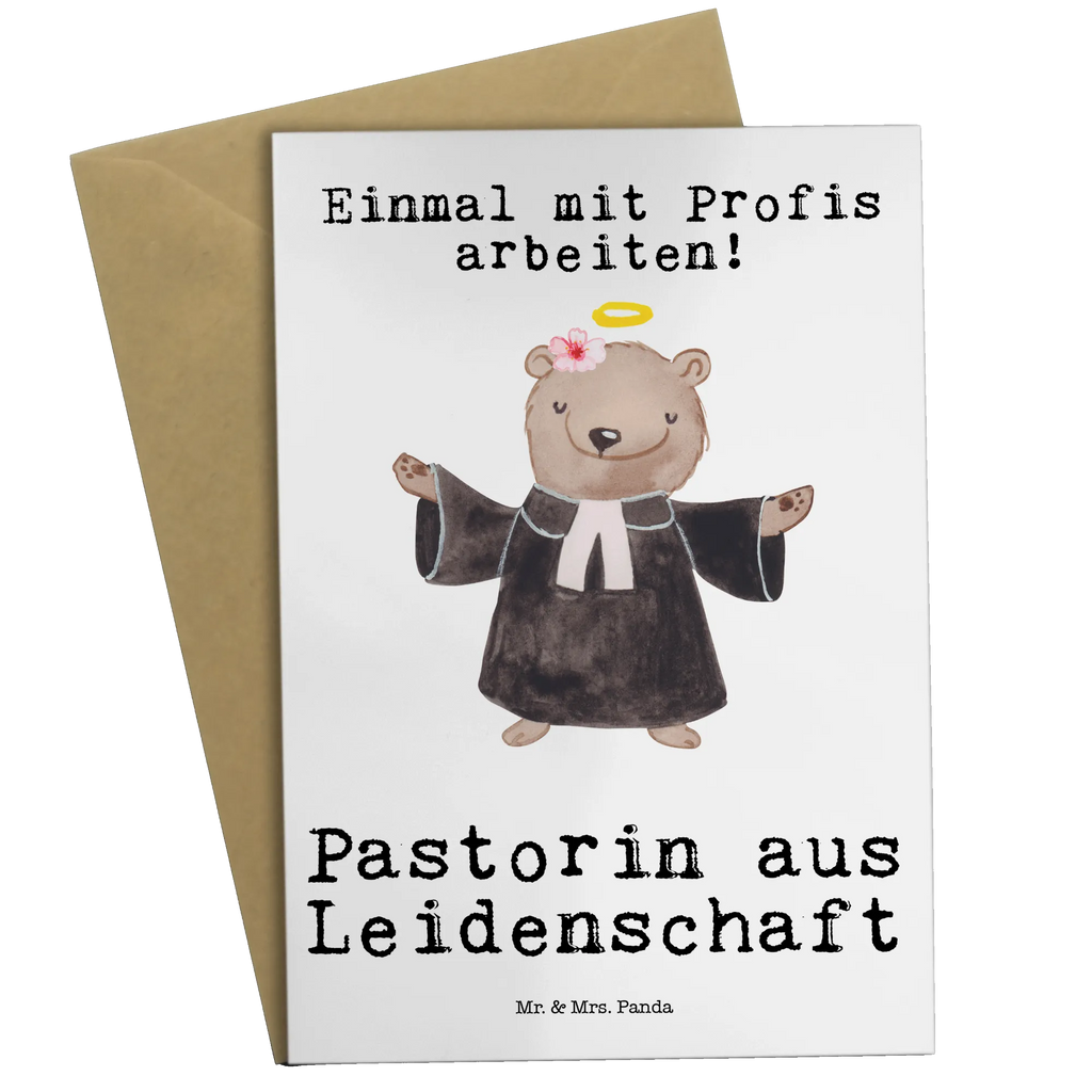 Grußkarte Pastorin aus Leidenschaft Grußkarte, Klappkarte, Einladungskarte, Glückwunschkarte, Hochzeitskarte, Geburtstagskarte, Karte, Ansichtskarten, Beruf, Ausbildung, Jubiläum, Abschied, Rente, Kollege, Kollegin, Geschenk, Schenken, Arbeitskollege, Mitarbeiter, Firma, Danke, Dankeschön, Pastorin, Dienerin Gottes<br />Geistliche, Pfarrerin, Predigerin<br />Priesterin, Theologin, Kirche