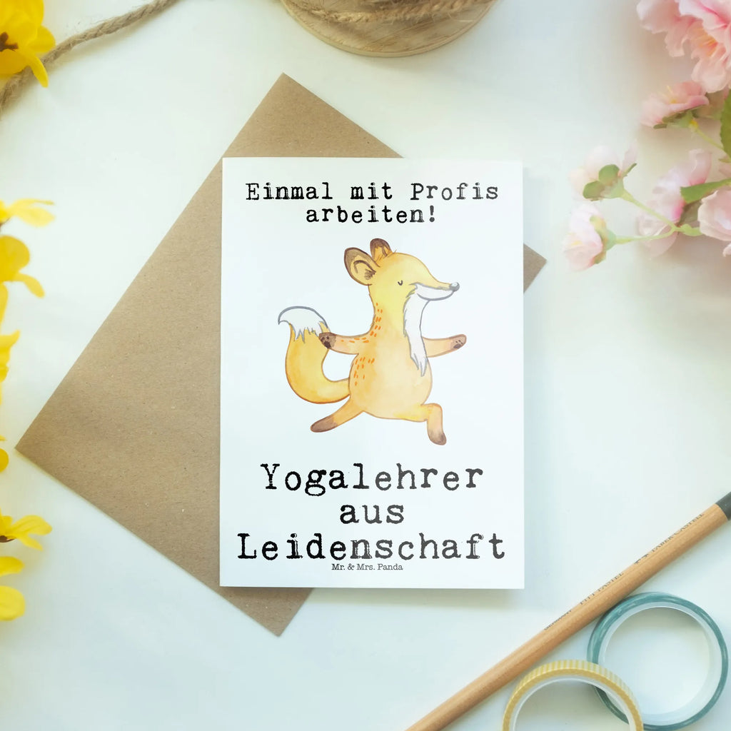 Grußkarte Yogalehrer aus Leidenschaft Grußkarte, Klappkarte, Einladungskarte, Glückwunschkarte, Hochzeitskarte, Geburtstagskarte, Karte, Ansichtskarten, Beruf, Ausbildung, Jubiläum, Abschied, Rente, Kollege, Kollegin, Geschenk, Schenken, Arbeitskollege, Mitarbeiter, Firma, Danke, Dankeschön