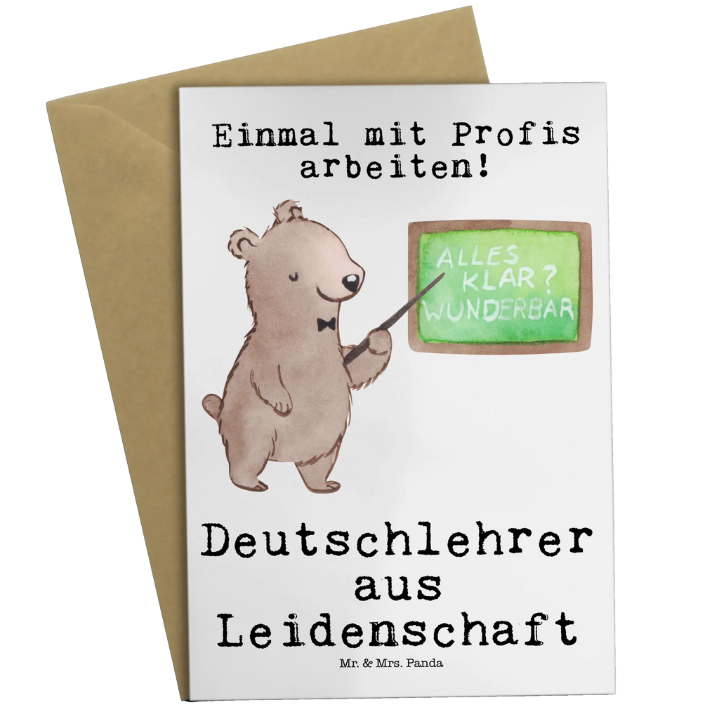 Grußkarte Deutschlehrer aus Leidenschaft Grußkarte, Klappkarte, Einladungskarte, Glückwunschkarte, Hochzeitskarte, Geburtstagskarte, Karte, Ansichtskarten, Beruf, Ausbildung, Jubiläum, Abschied, Rente, Kollege, Kollegin, Geschenk, Schenken, Arbeitskollege, Mitarbeiter, Firma, Danke, Dankeschön, Deutschlehrer, Deutschunterricht, Schule, Grundschule