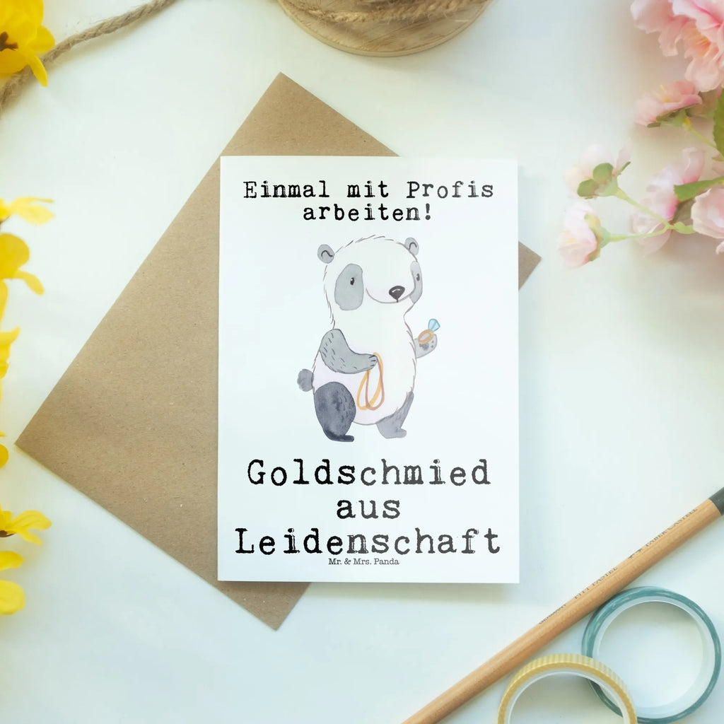 Grußkarte Goldschmied aus Leidenschaft Grußkarte, Klappkarte, Einladungskarte, Glückwunschkarte, Hochzeitskarte, Geburtstagskarte, Karte, Ansichtskarten, Beruf, Ausbildung, Jubiläum, Abschied, Rente, Kollege, Kollegin, Geschenk, Schenken, Arbeitskollege, Mitarbeiter, Firma, Danke, Dankeschön, Juwelier, Goldschmied, Schmied, Schmuckwarenhändler, Schmuckgeschäft, Eröffnung