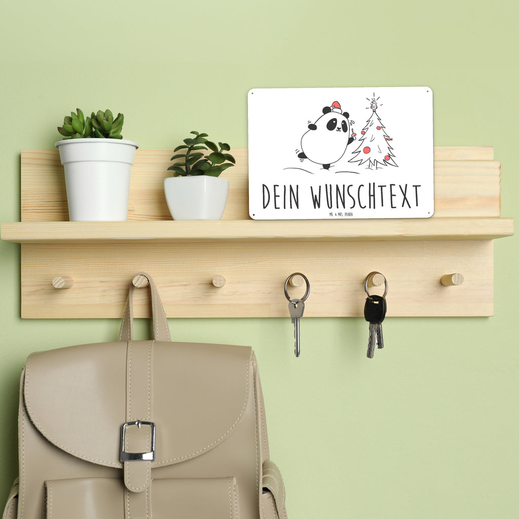 Personalisiertes Blechschild Panda Weihnachtszeit Blechschild, Metallschild, Geschenk Schild, Schild, Magnet-Metall-Schild, Deko Schild, Wandschild, Wand-Dekoration, Türschild